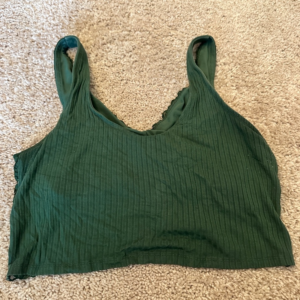 Aerie Green Ribbed Crop Top